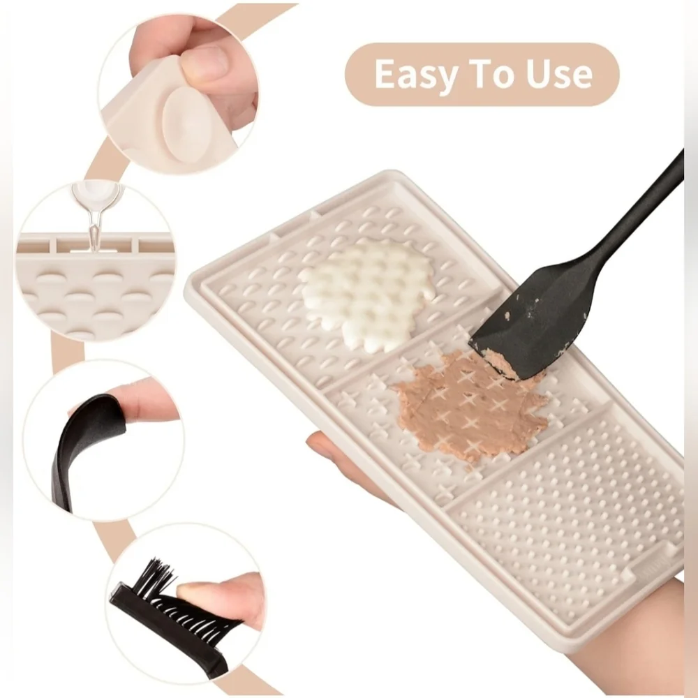 Coomazy Biege/Cream NWT Pet Licking Mat Set with Brush and Spatula